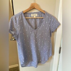 Cloth and stone blue embroidered dot shirt